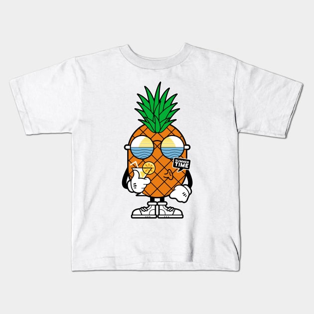 Pineapple Summer Kids T-Shirt by quilimo